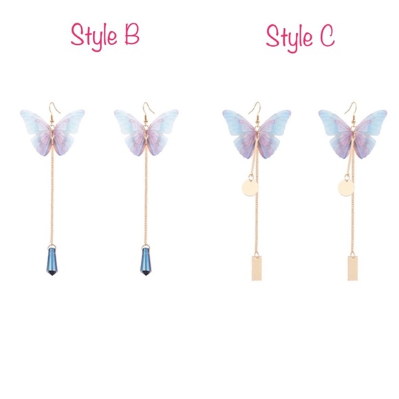 Delicate Butterfly Dangle Earrings Pair - Picture 8 of 8